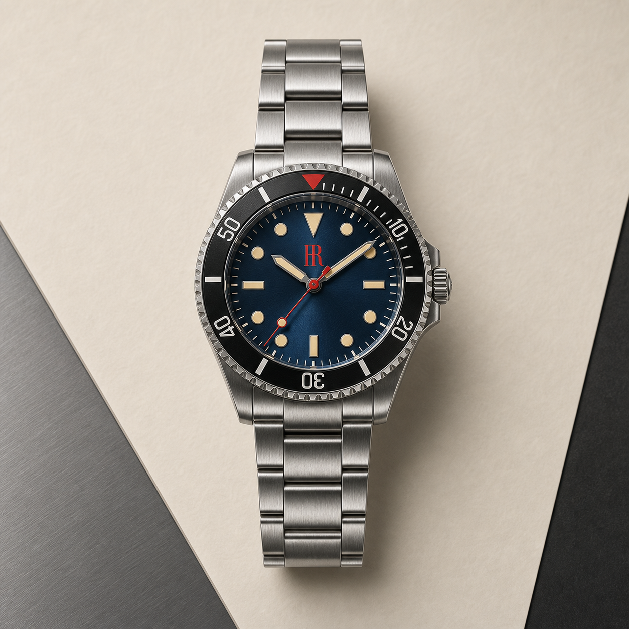 No. 02 Bleu blue dial steel watch