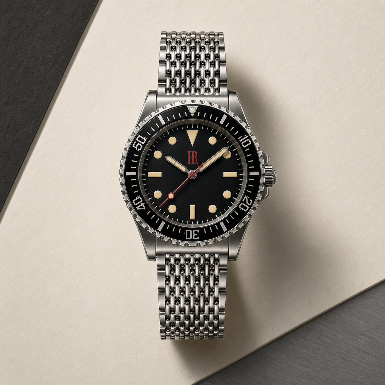 No. 04 Nuit black dial steel watch