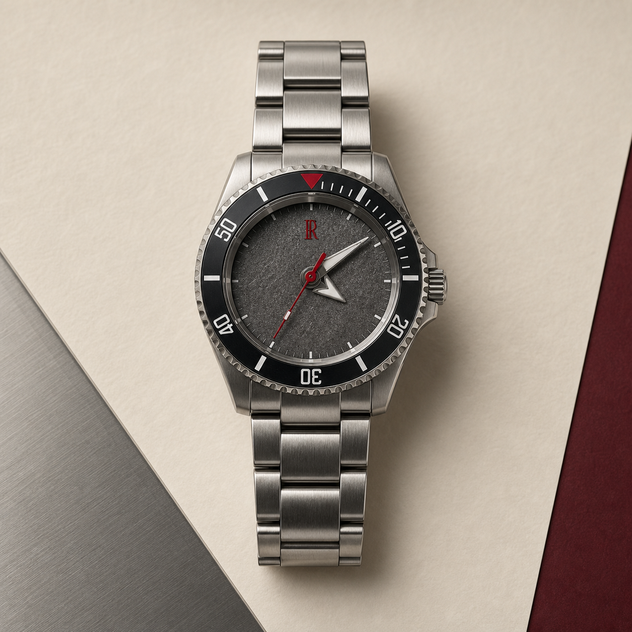 No. 03 Slate textured graphite dial steel watch